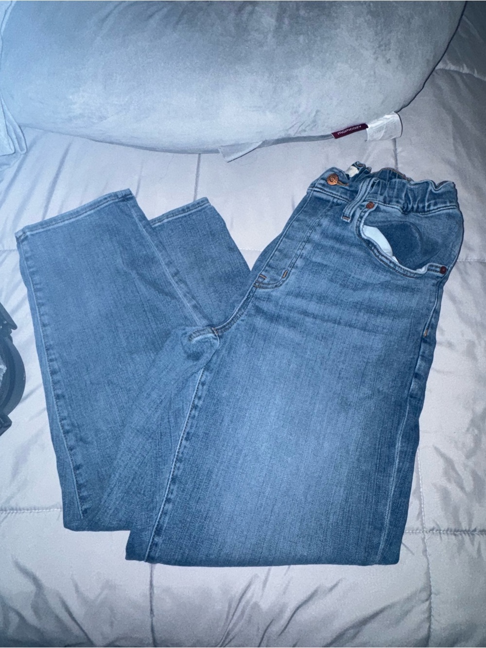 Madewell Elastic Waist Light Blue Denim Shorts